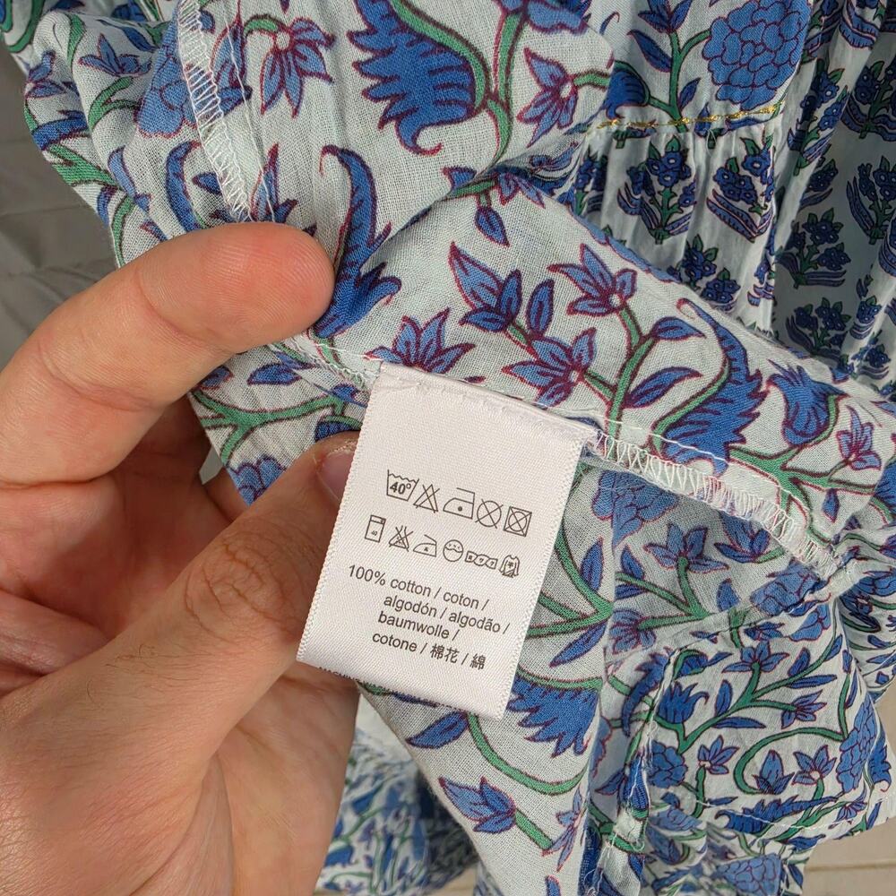 Ros Garden Dress Medium Sofia Tiered Maxi Blue Floral Boho Resort Summer Vacatio - Picture 12 of 14